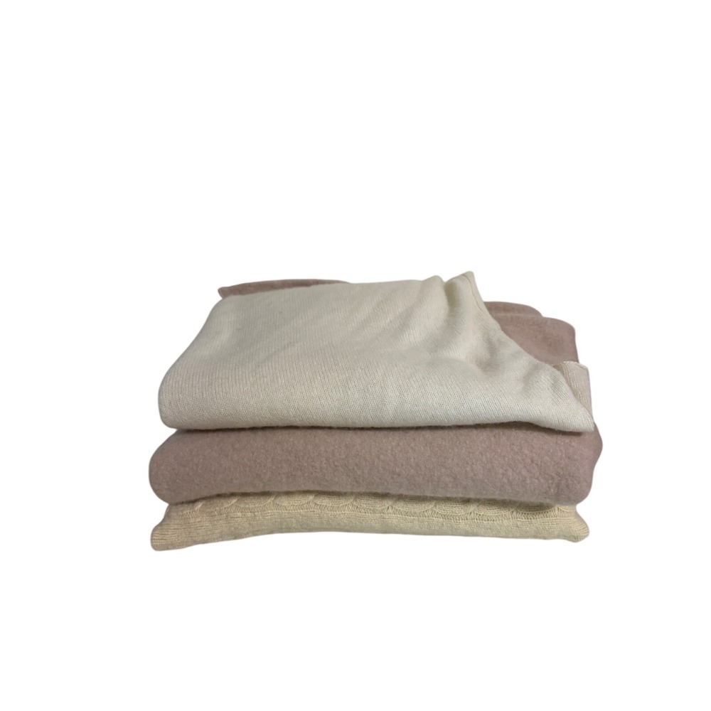 Cashmere Crafters Bundle Two Flawed Large Scarves & A Shawl Ralph Lauren Cable